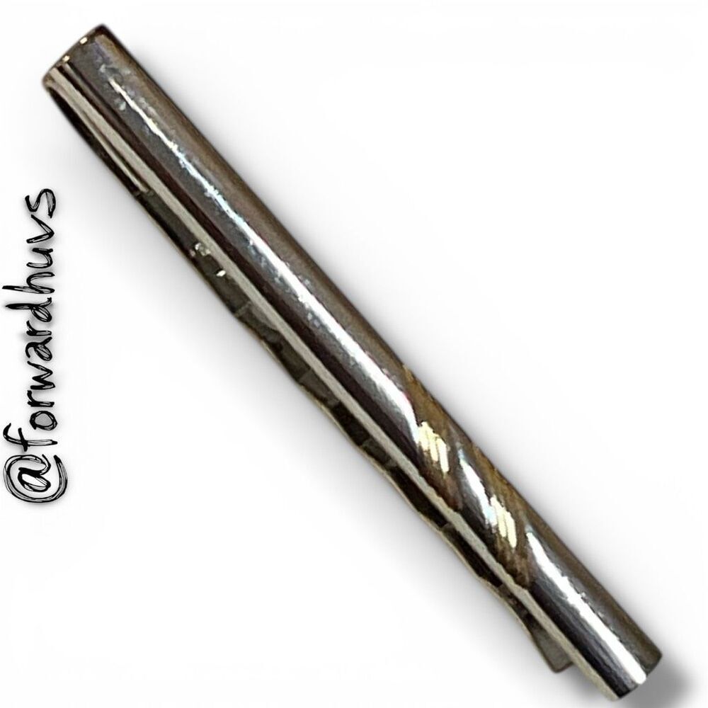Vintage Tie Bar – Silver Tone with Gold Stripes – Smooth High Shine
